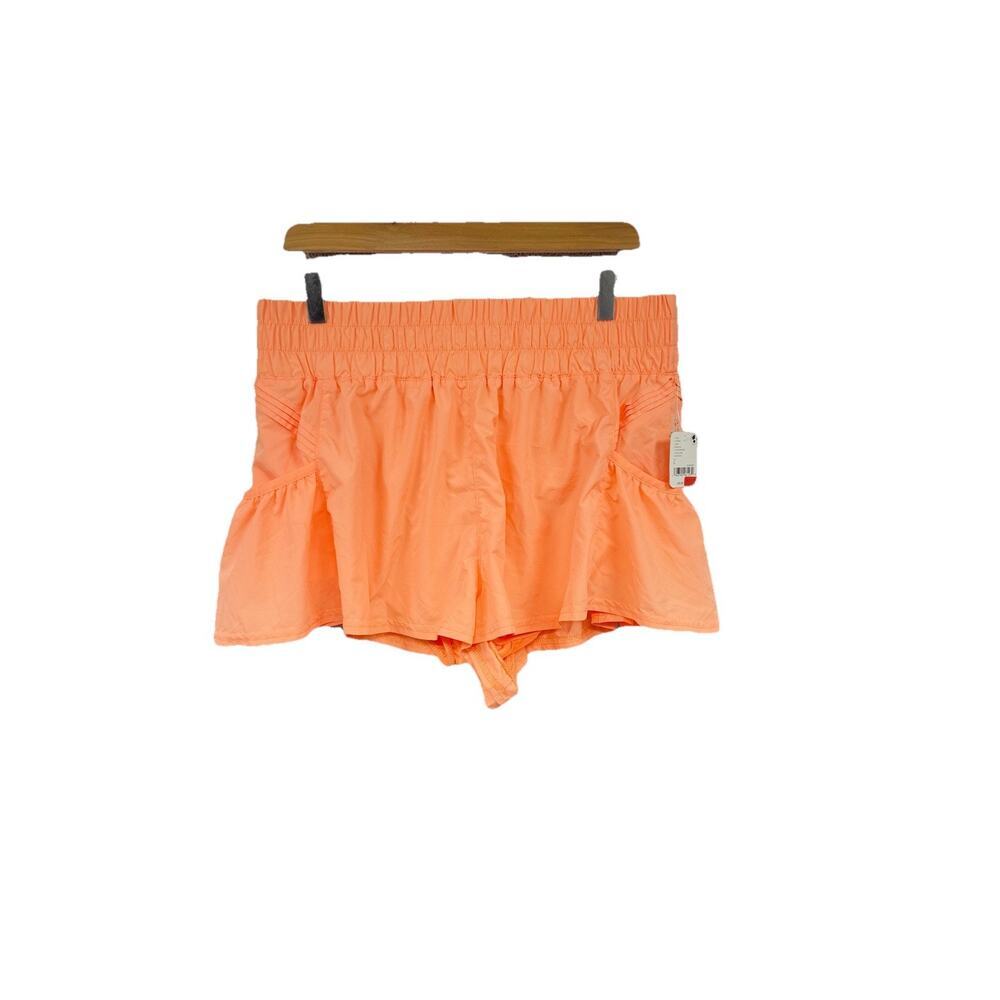 Free People Movement Get Your Flirt On Lined Shorts Womens Large Orange Stretch